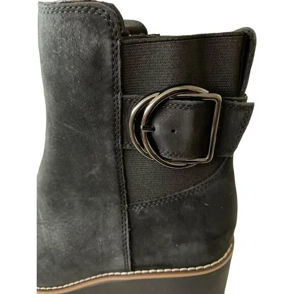 Blondo Sz 6.5 Waterproof Dakota Black Suede Buckle Ankle Boots NEW