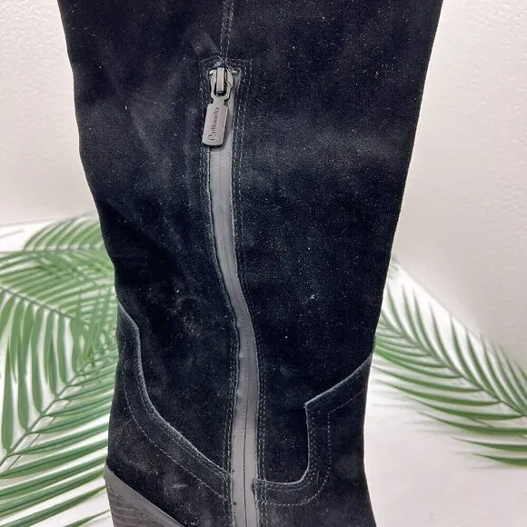 Blondo Wylde Knee High Waterproof Black Suede Western Boots Size 6.5 M NWOB