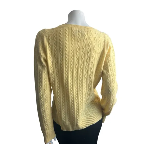 Bloomingdale's brand crew neck 100% cashmere yellow cable knit Size Large