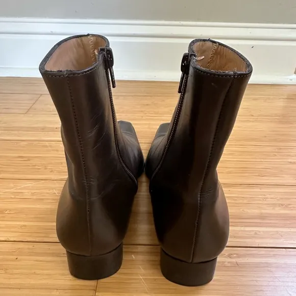 Blue Velvet Women’s Brown Square Leather Ankle Boots Size 6/36