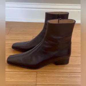 Blue Velvet Women’s Brown Square Leather Ankle Boots Size 6/36