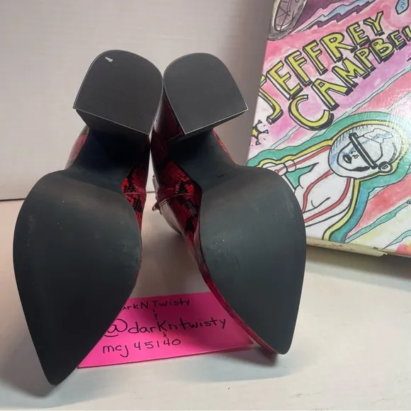 BNIB Jeffrey Campbell Dormant Black/Red Snakeskin print platforms 5.5M
