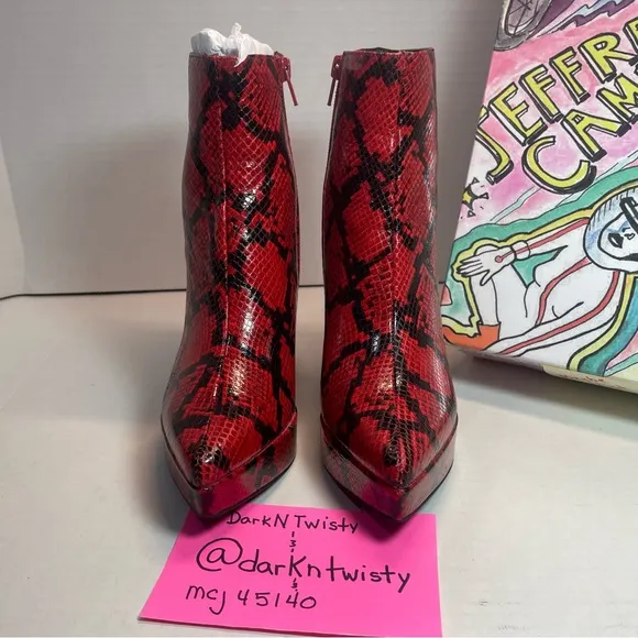 BNIB Jeffrey Campbell Dormant Black/Red Snakeskin print platforms 5.5M