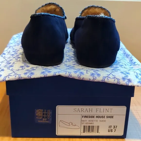 BNIB Sz 37 Sarah Flint navy slippers