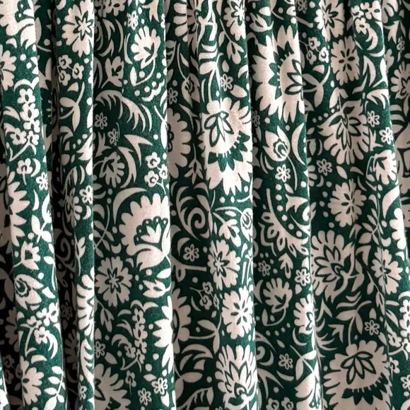 BODEN Scoop Tiered Mini Jersey Dress | Bottle Green Bloom Cascade | US Size 14