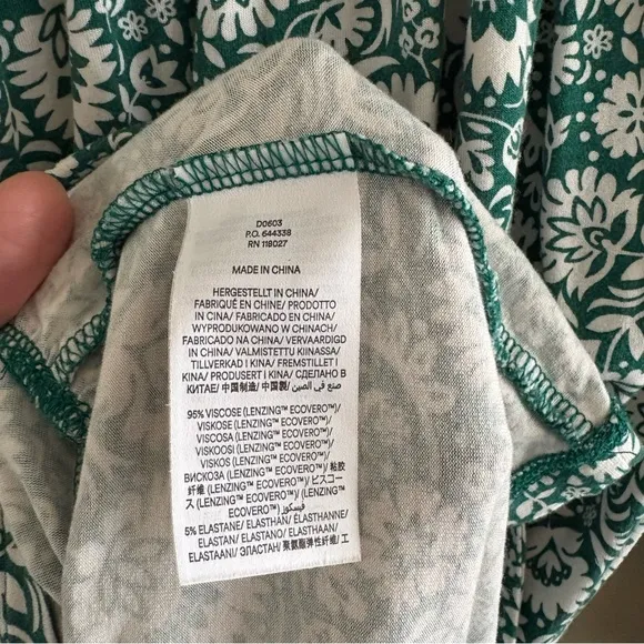 BODEN Scoop Tiered Mini Jersey Dress | Bottle Green Bloom Cascade | US Size 14