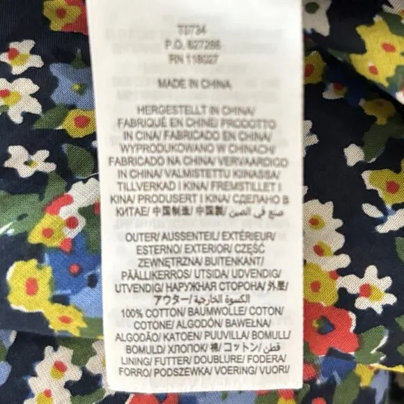 Boden Size 2 Corinne Black Multi Floral 100% Cotton A-Line Midi Skirt