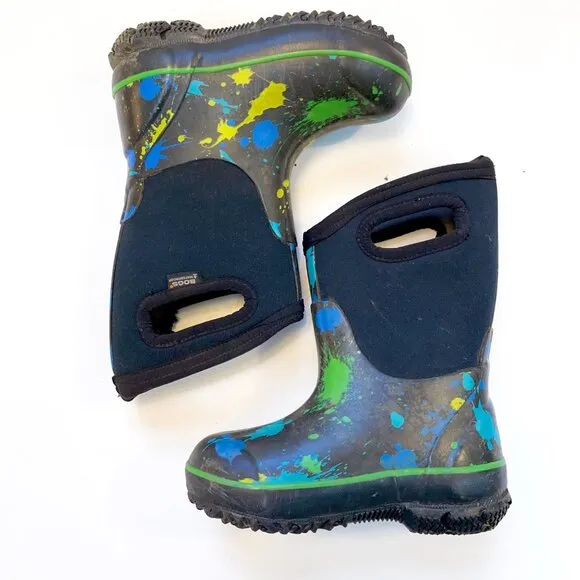 Bogs Black Paint Splatter Winter Boots, Size 9