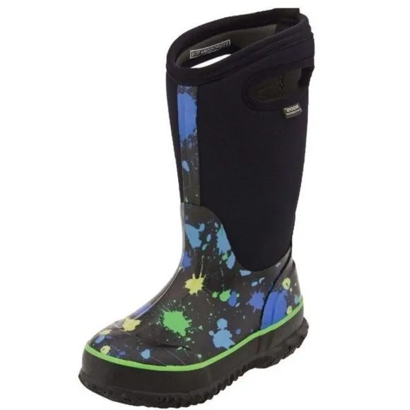 Bogs Black Paint Splatter Winter Boots, Size 9