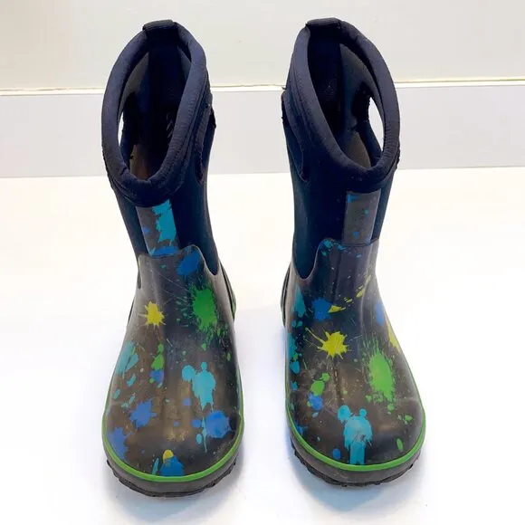 Bogs Black Paint Splatter Winter Boots, Size 9