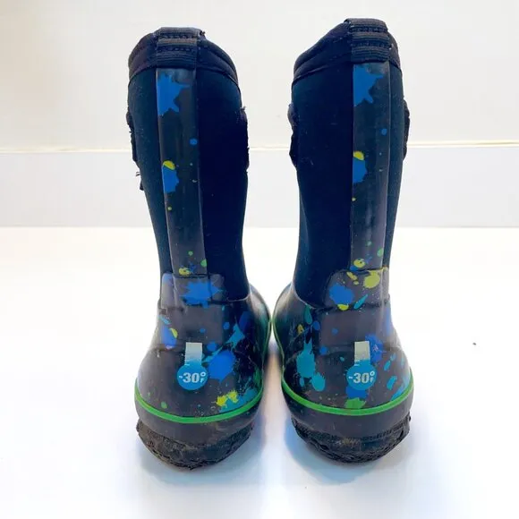 Bogs Black Paint Splatter Winter Boots, Size 9