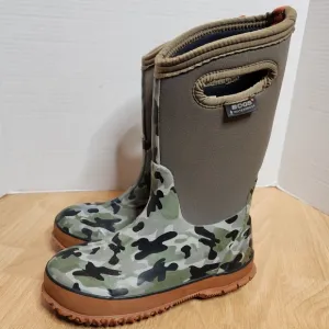 Bogs Green Camo Waterproof Tall Boots Kids Size 2