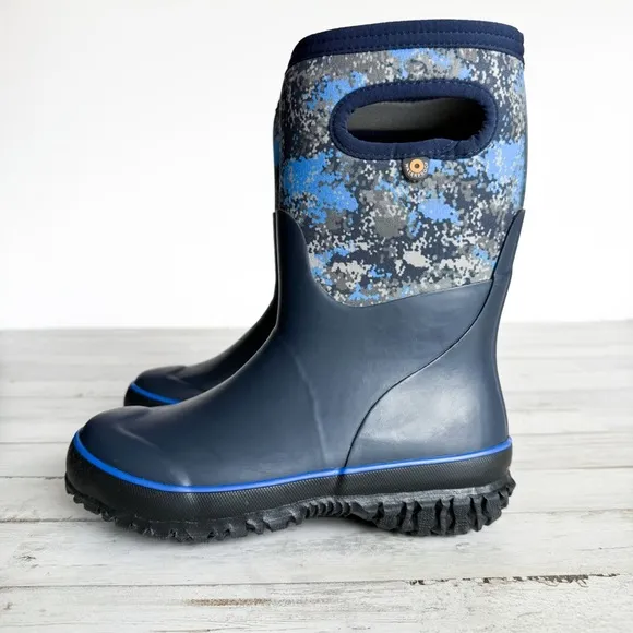 BOGS Kids Grasp Micro Camo Rain Snow Boots Insulated Waterproof Size 1 Youth