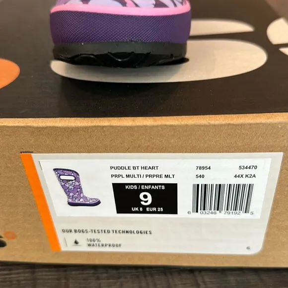 BOGS Puddle Heart Purple/Lavender Boots Toddler size 9