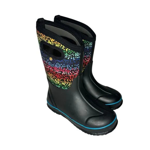 Bogs Rainbow Dots Print Waterproof Boots Size 3