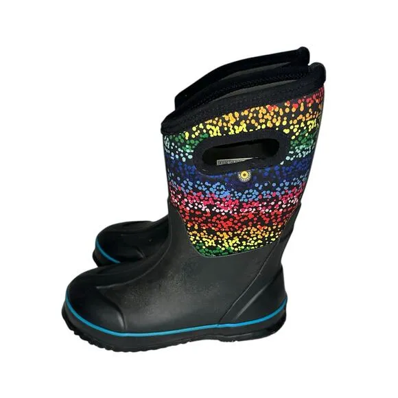 Bogs Rainbow Dots Print Waterproof Boots Size 3