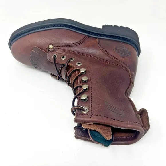 Bonanza 8&quot; Kiltie Lacer Brown Oiled Leather Steel Toe Mens Work Boots BAT817