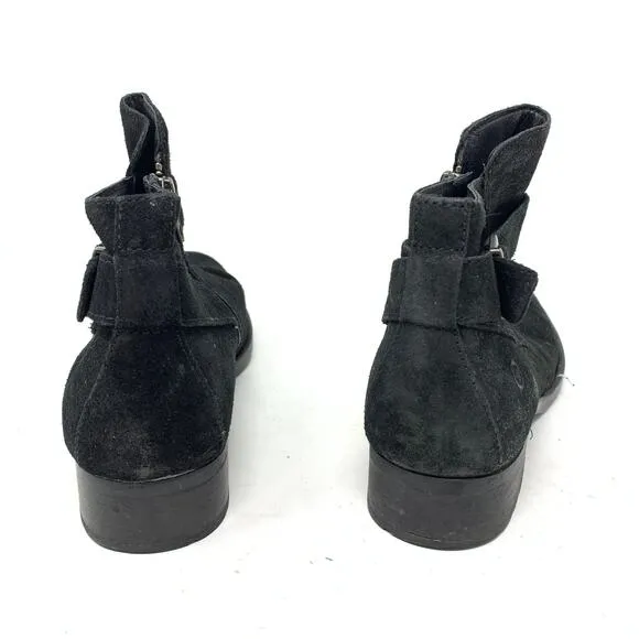 Born Boots Women's Size 9 Jorgette Suede Side Zip Buckle Strap Booties Black