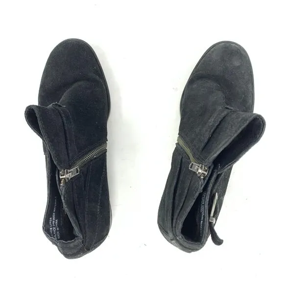 Born Boots Women's Size 9 Jorgette Suede Side Zip Buckle Strap Booties Black