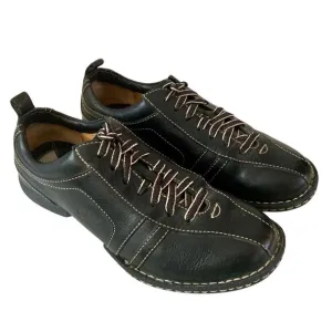 Born Mens Leather Bicycle Toe Sneaker Shoe US 10 Black Lace Up Walking Gorpcore