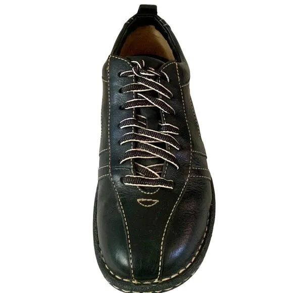 Born Mens Leather Bicycle Toe Sneaker Shoe US 10 Black Lace Up Walking Gorpcore