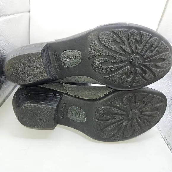 Born Mila In Charcoal Leather/ Suede Zippered Boots Size 8 Like New