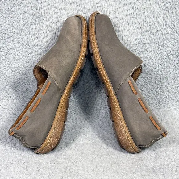 Born Naya Womens Size 39 US 8.5 Slip On Shoes Gray Leather Comfort BR0027822