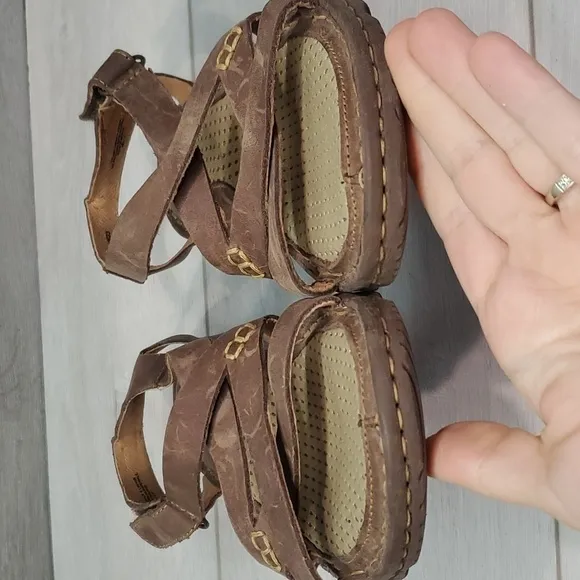 Born Women Comfort Leather Sandals Slide Flats shoes sz 7