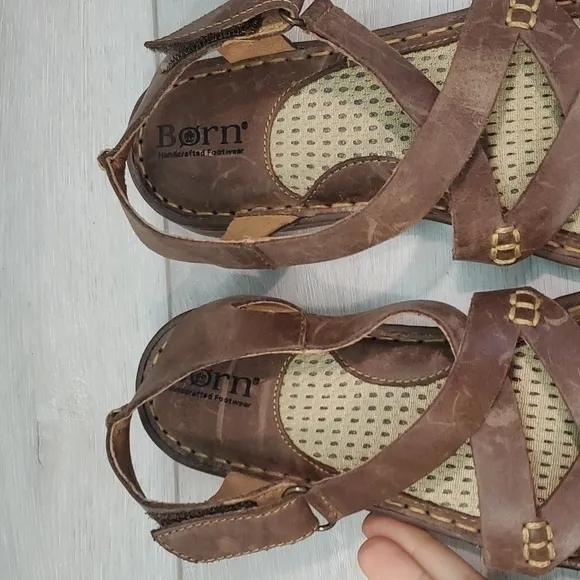 Born Women Comfort Leather Sandals Slide Flats shoes sz 7