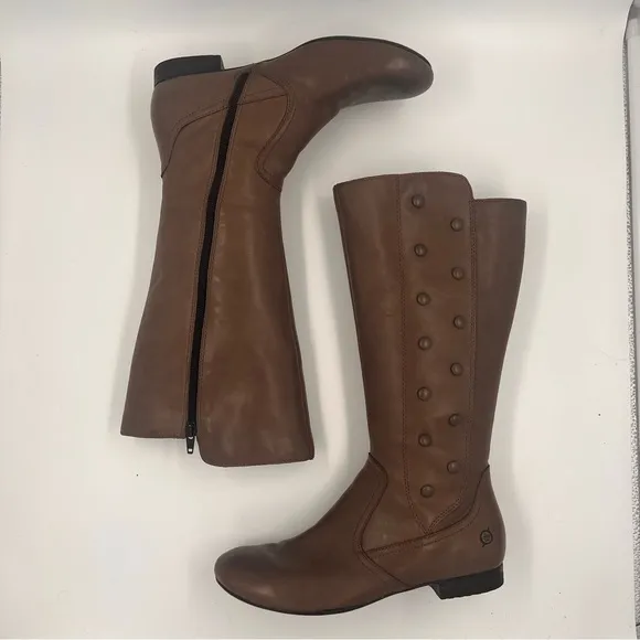 Born Women’s Martika Leather Studded Riding Boots Cosmic Brown Size 7