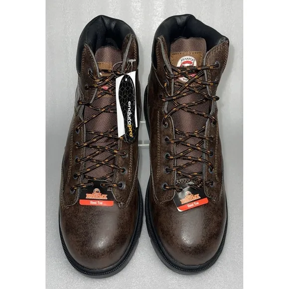 BRAHMA Dark Brown Men's Raid 6&quot; Steel Toe Work Boots Size 14 Slip Oil Resistant