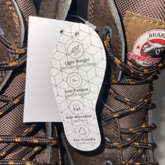 BRAHMA Dark Brown Men's Raid 6&quot; Steel Toe Work Boots Size 14 Slip Oil Resistant