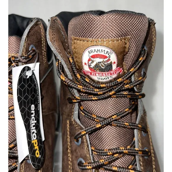 BRAHMA Dark Brown Men's Raid 6&quot; Steel Toe Work Boots Size 14 Slip Oil Resistant