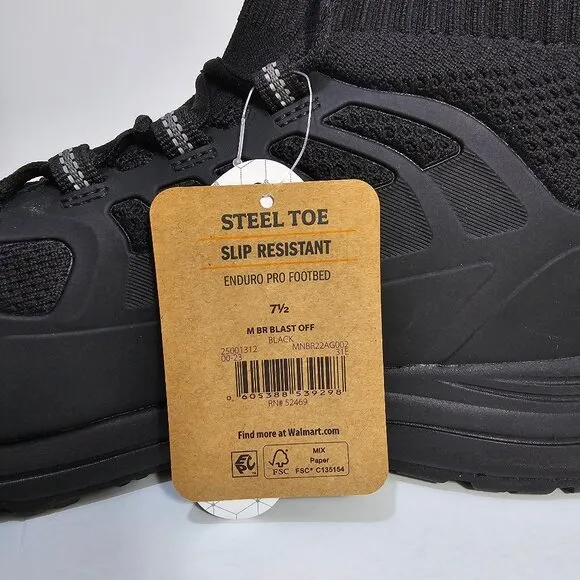 Brahma Steel Toe Work Shoes Slip Resistant Mens SZ 7.5 Black Blast Off Enduropro
