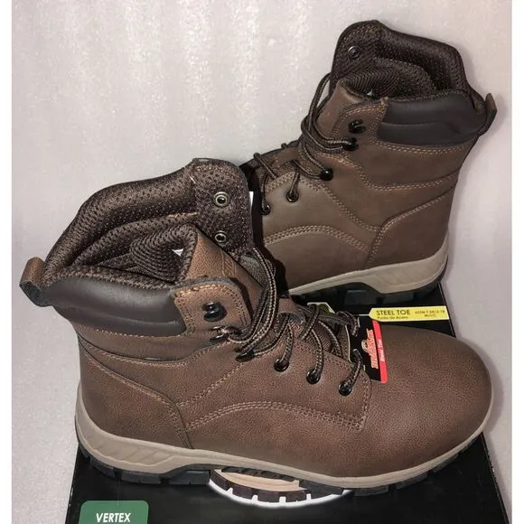 Brahma Vertex Men's 8&quot; Steel Toe Slip and Oil Resistant Brown Work Boots Size 13