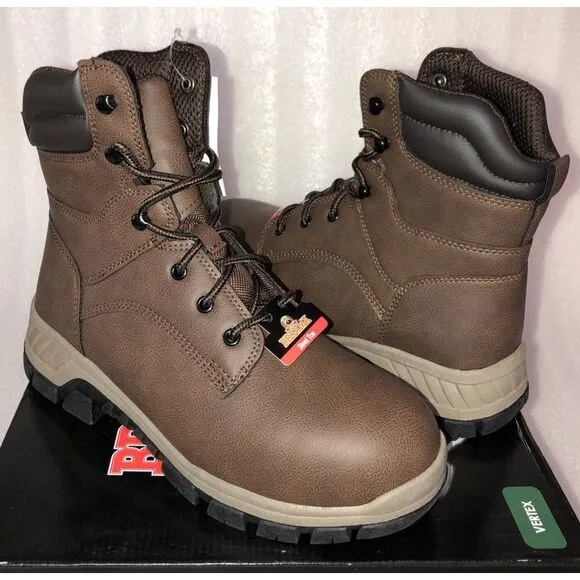 Brahma Vertex Men's 8&quot; Steel Toe Slip and Oil Resistant Brown Work Boots Size 13