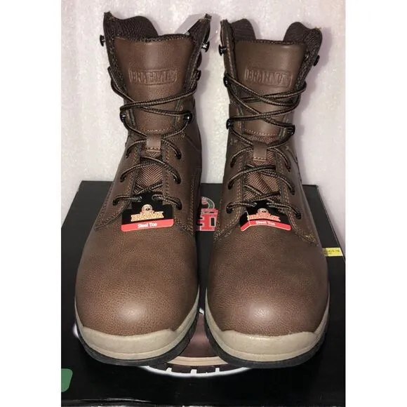 Brahma Vertex Men's 8&quot; Steel Toe Slip and Oil Resistant Brown Work Boots Size 13