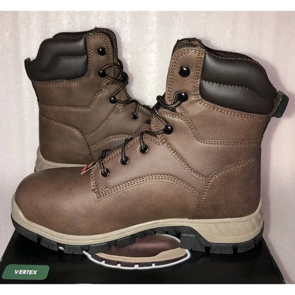 Brahma Vertex Men's 8&quot; Steel Toe Slip and Oil Resistant Brown Work Boots Size 13