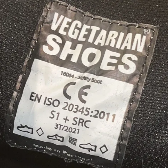 Brand New Unisex Steel Toe Black Work Combat Boots By:Vegetarian Shoes Size:38/8