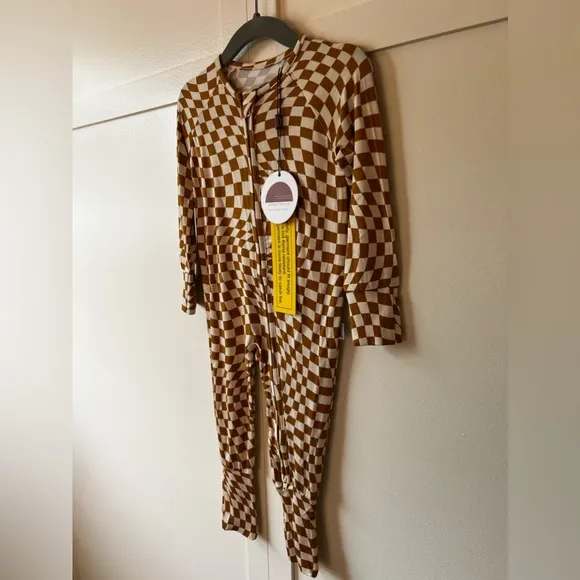 Brixton Phoenix NWT Baby Wavy Checkered Bamboo Zipper Romper Size 6-12 Months‎