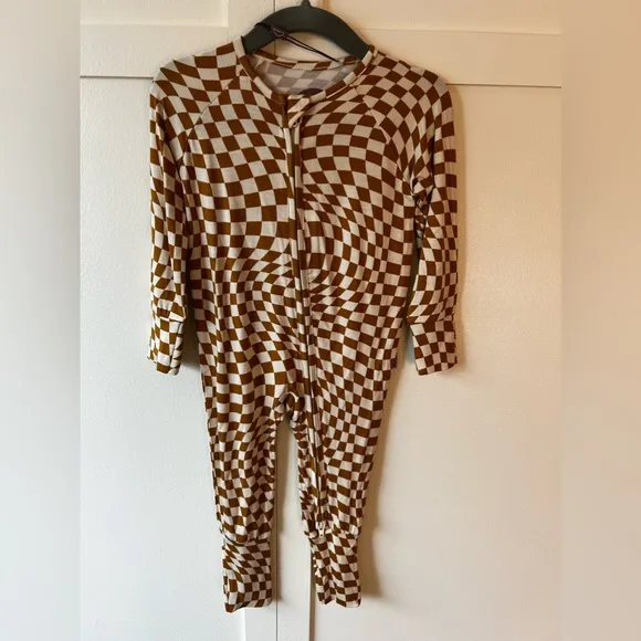 Brixton Phoenix NWT Baby Wavy Checkered Bamboo Zipper Romper Size 6-12 Months‎