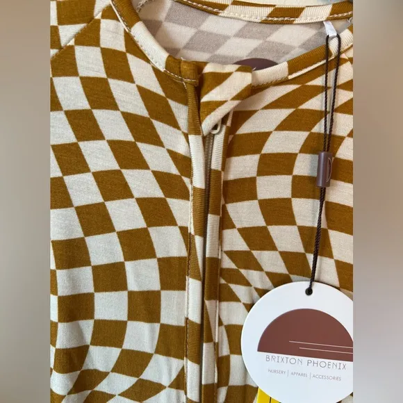 Brixton Phoenix NWT Baby Wavy Checkered Bamboo Zipper Romper Size 6-12 Months‎