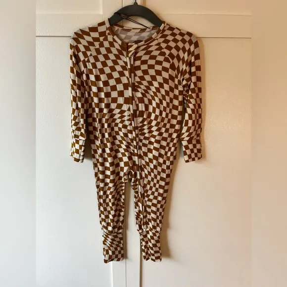 Brixton Phoenix NWT Baby Wavy Checkered Bamboo Zipper Romper Size 6-12 Months‎