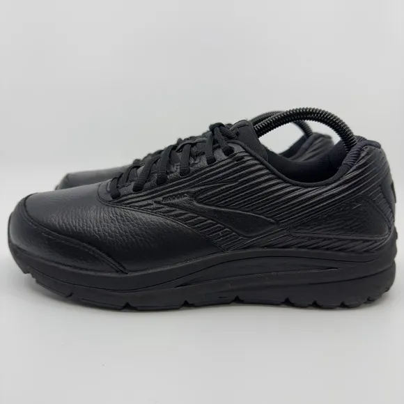 Brooks Addiction Walker 2 Mens 8 D Black Leather Walking Shoes Lace Up Sneakers
