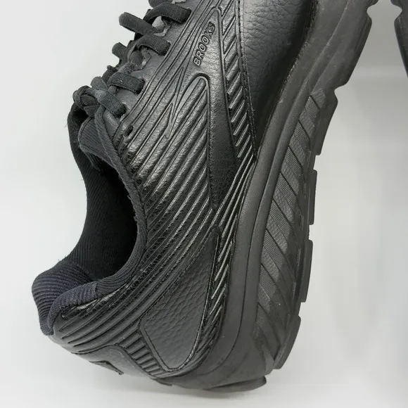 Brooks Addiction Walker 2 Mens 8 D Black Leather Walking Shoes Lace Up Sneakers
