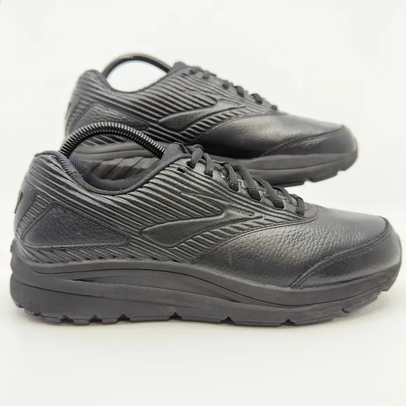 Brooks Addiction Walker 2 Mens 8 D Black Leather Walking Shoes Lace Up Sneakers