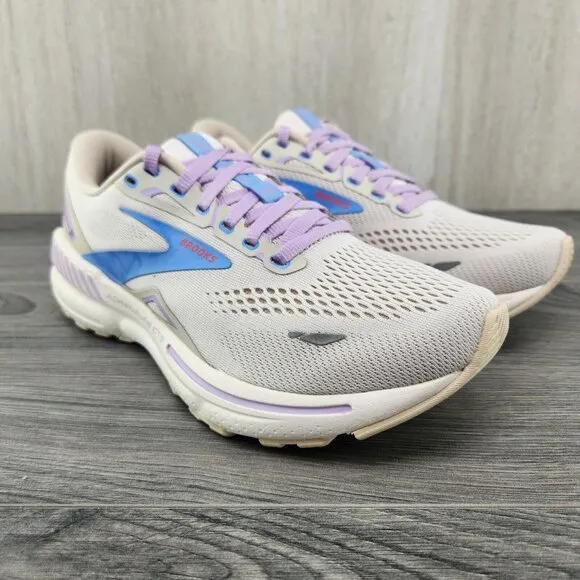 Brooks Adrenaline GTS 23 Size 7.5 Womens Beige Ivory Purple Blue Running Shoes