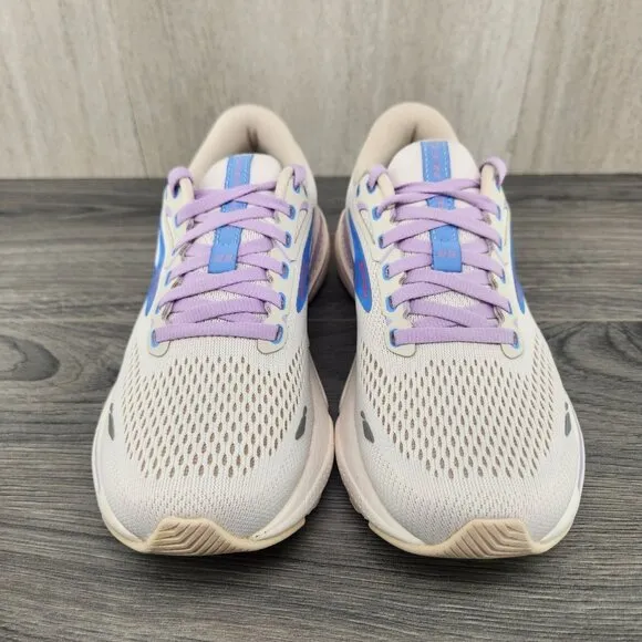 Brooks Adrenaline GTS 23 Size 7.5 Womens Beige Ivory Purple Blue Running Shoes