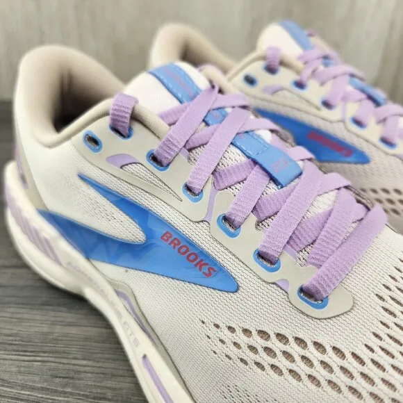 Brooks Adrenaline GTS 23 Size 7.5 Womens Beige Ivory Purple Blue Running Shoes
