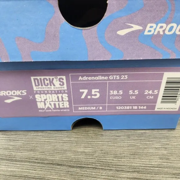 Brooks Adrenaline GTS 23 Size 7.5 Womens Beige Ivory Purple Blue Running Shoes